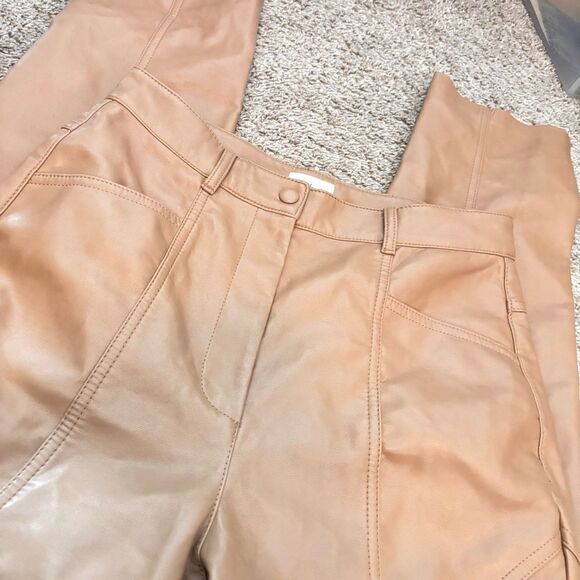 Aritzia Wilfred Rebel High Waisted Vegan Leather Pants in Camel Size 4 - Picture 3 of 5